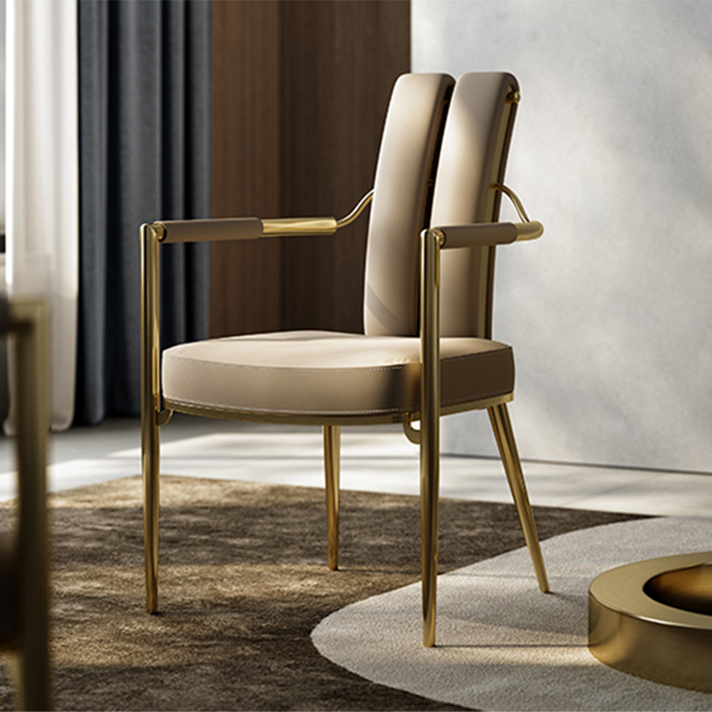 Modern Style Arm Chair Open Back Metal Dining Accent Chair for Home