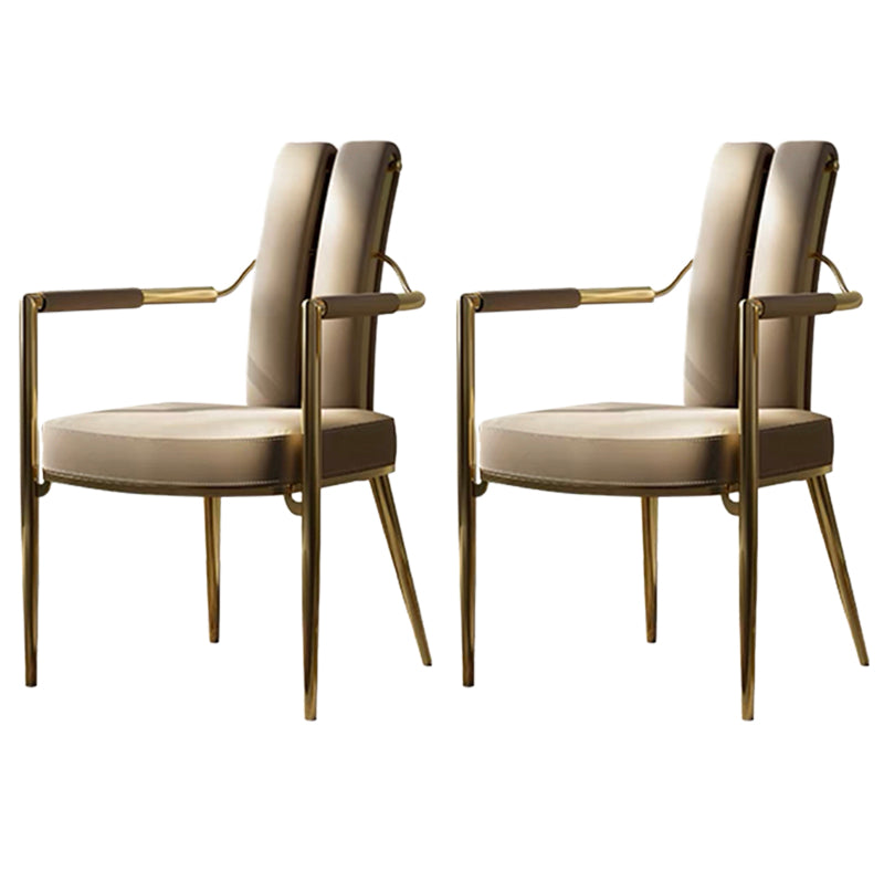 Modern Style Arm Chair Open Back Metal Dining Accent Chair for Home