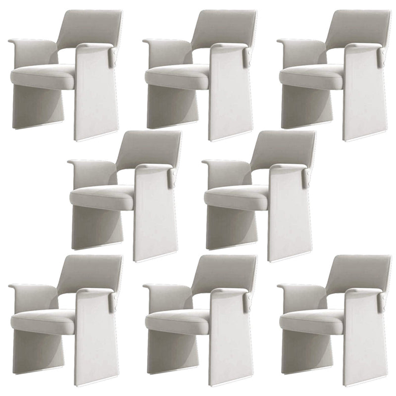 Modern Style Arm Chair Faux Leather Open Back Dining Chair for Dining Room
