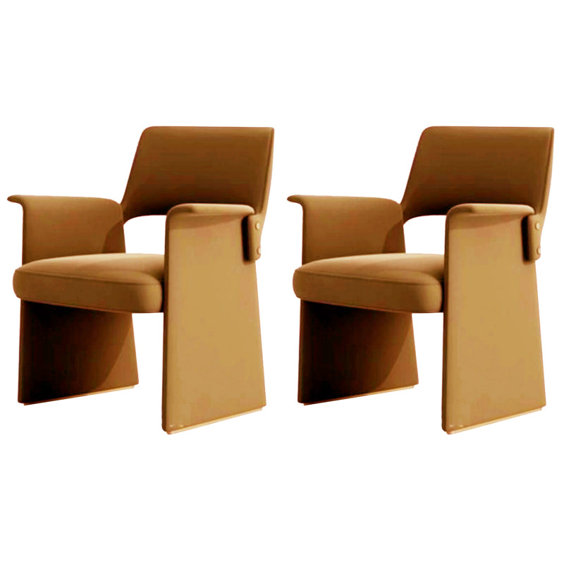 Modern Style Arm Chair Faux Leather Open Back Dining Chair for Dining Room