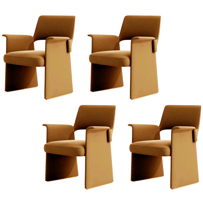 Modern Style Arm Chair Faux Leather Open Back Dining Chair for Dining Room