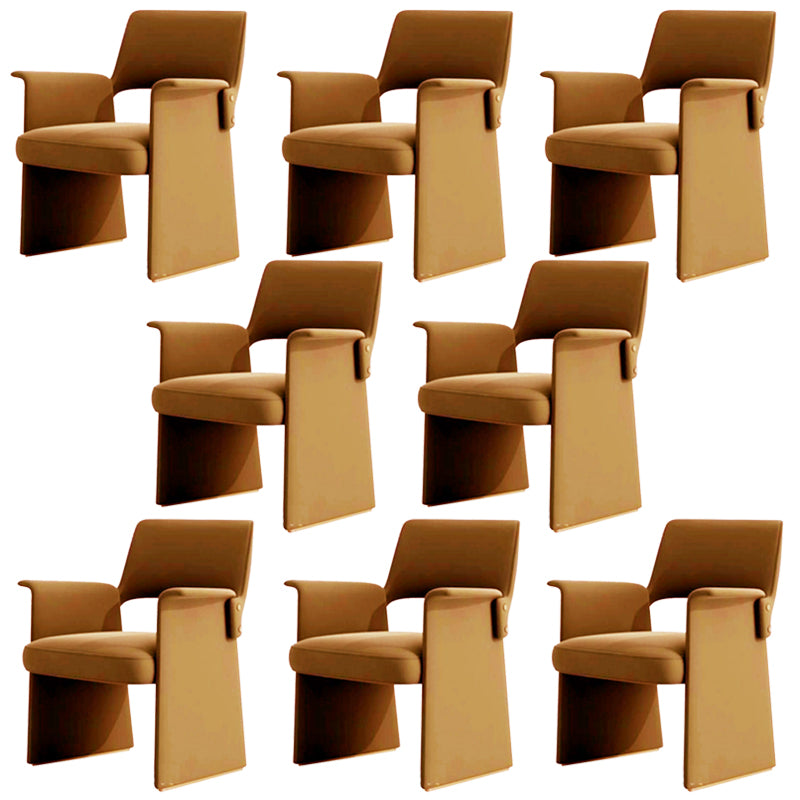 Modern Style Arm Chair Faux Leather Open Back Dining Chair for Dining Room
