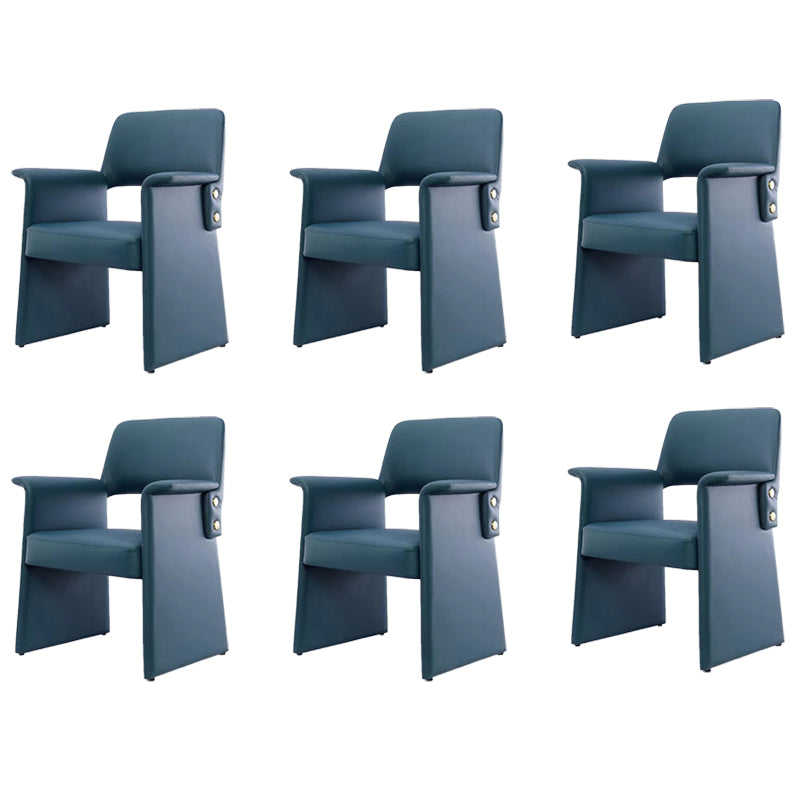 Modern Style Arm Chair Faux Leather Open Back Dining Chair for Dining Room