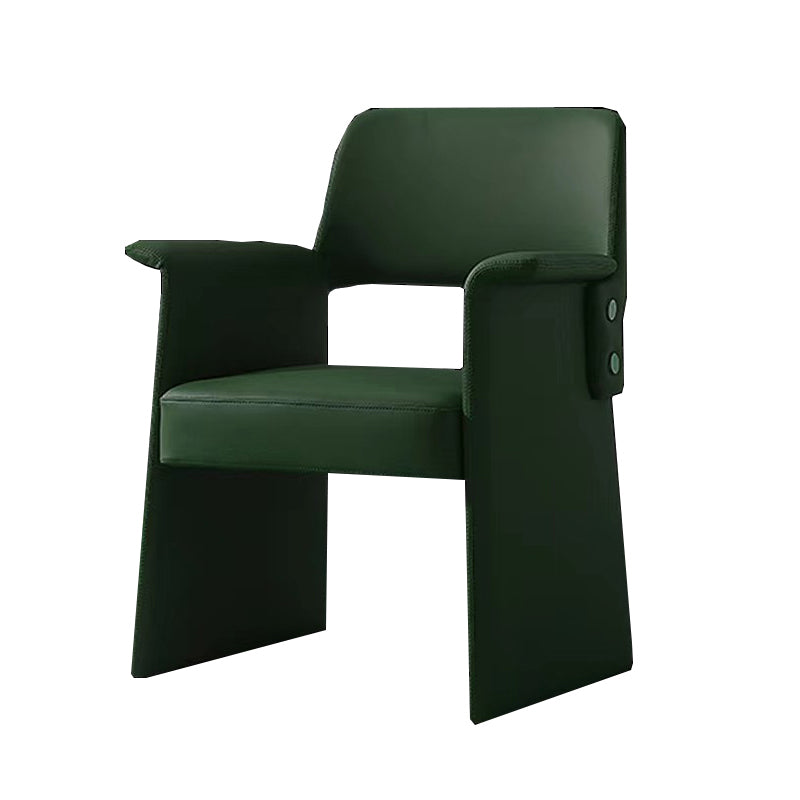 Modern Style Arm Chair Faux Leather Open Back Dining Chair for Dining Room