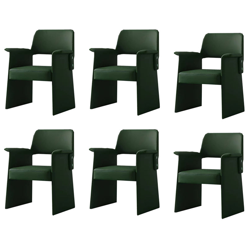 Modern Style Arm Chair Faux Leather Open Back Dining Chair for Dining Room