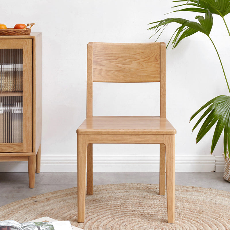 Nordic Armless Backrest Wood Chair with Wooden Legs for Dining Room