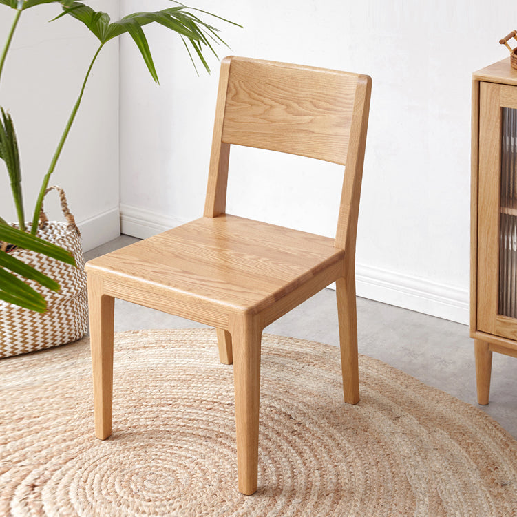 Nordic Armless Backrest Wood Chair with Wooden Legs for Dining Room