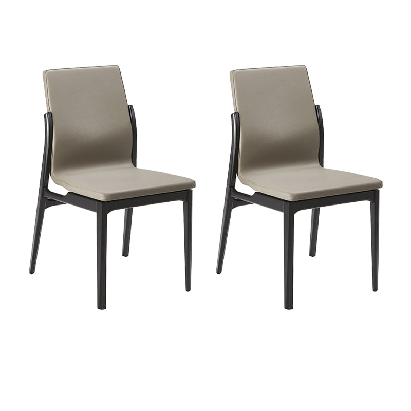 Industrial Style Side Chair Faux Leather Side Dining Chair with Wooden Base
