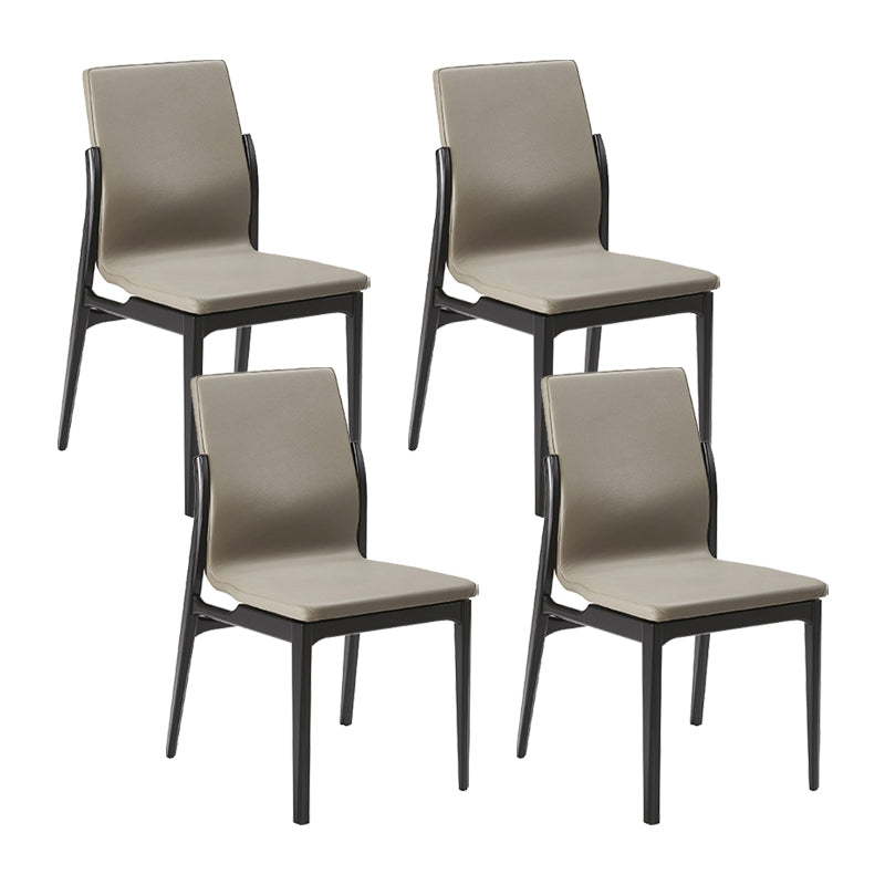 Industrial Style Side Chair Faux Leather Side Dining Chair with Wooden Base