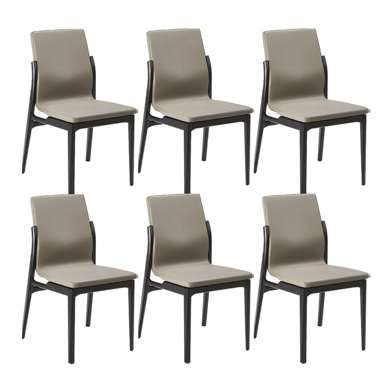 Industrial Style Side Chair Faux Leather Side Dining Chair with Wooden Base