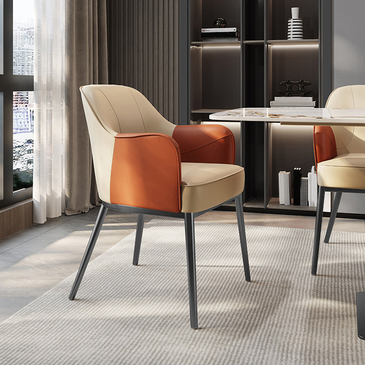 Industrial Style Arm Chair Faux Leather Dining Chair for Bedroom