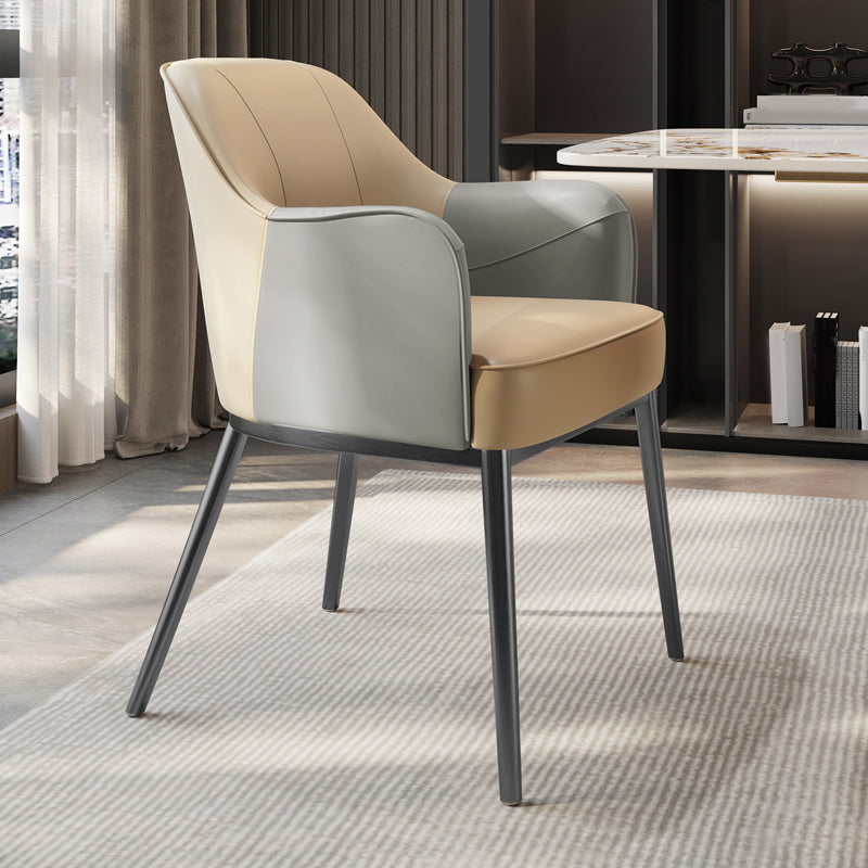 Industrial Style Arm Chair Faux Leather Dining Chair for Bedroom