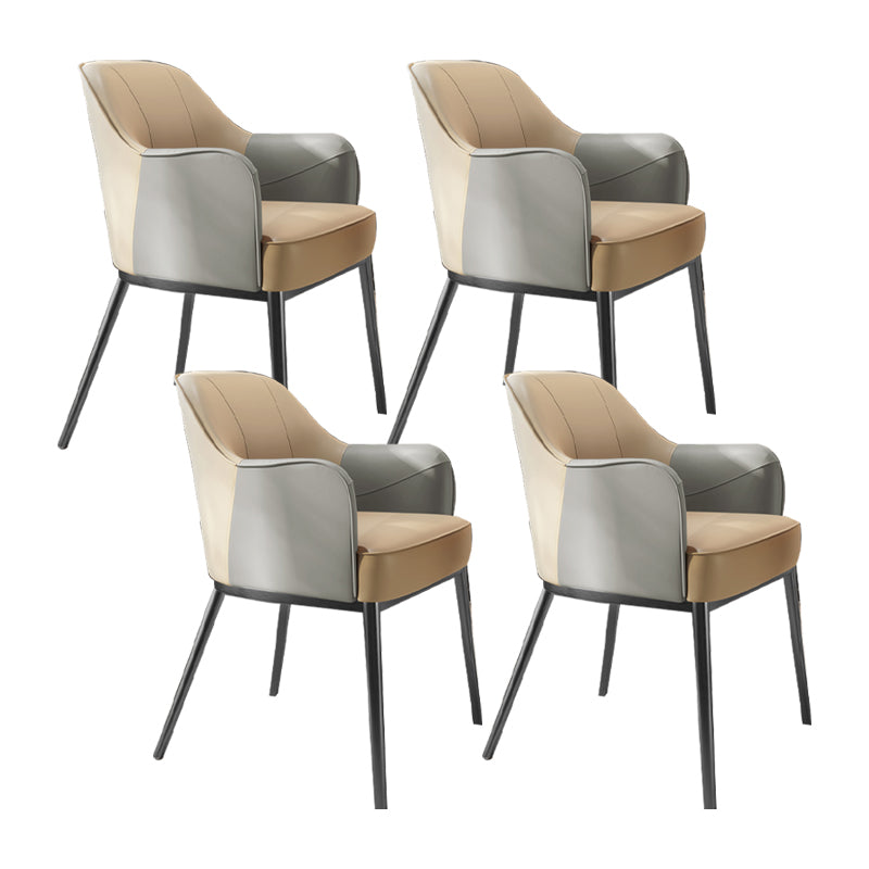 Industrial Style Arm Chair Faux Leather Dining Chair for Bedroom