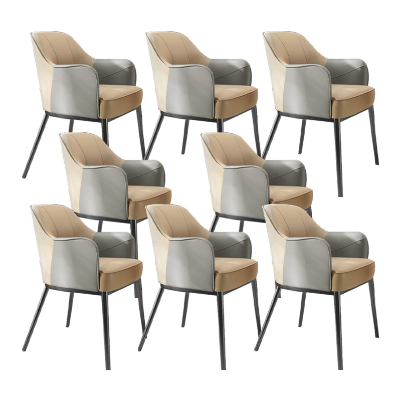 Industrial Style Arm Chair Faux Leather Dining Chair for Bedroom