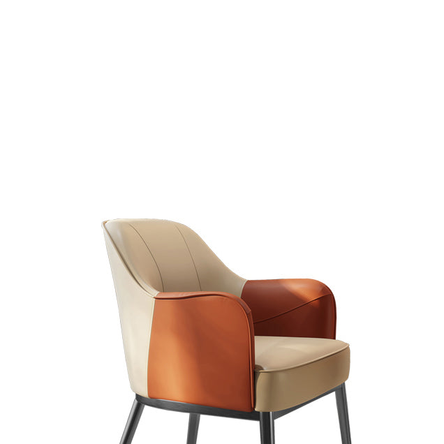 Industrial Style Arm Chair Faux Leather Dining Chair for Bedroom