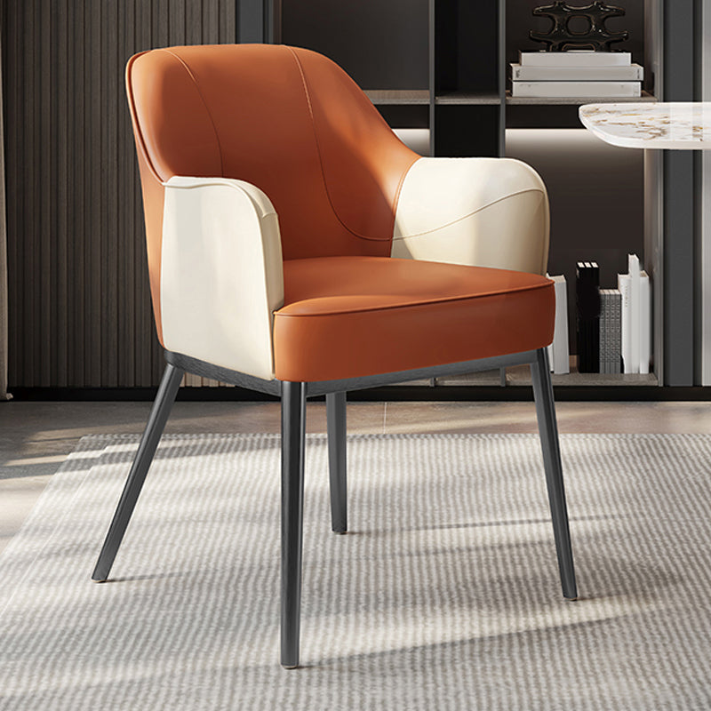 Industrial Style Arm Chair Faux Leather Dining Chair for Bedroom