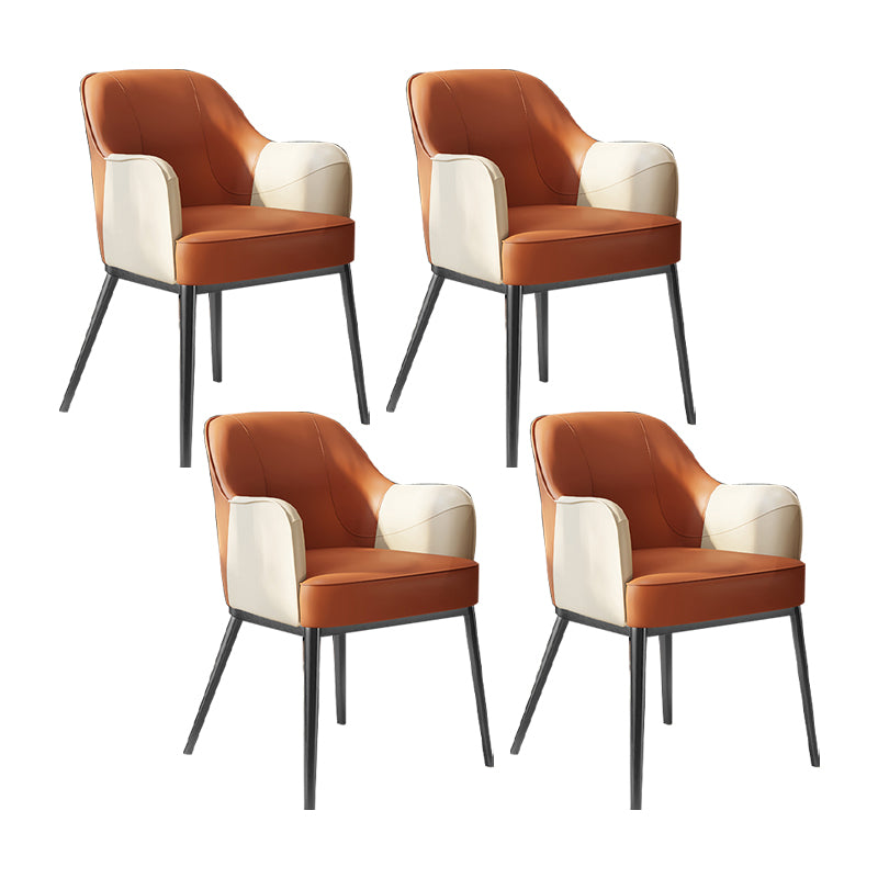 Industrial Style Arm Chair Faux Leather Dining Chair for Bedroom