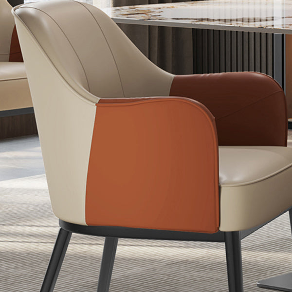 Industrial Style Arm Chair Faux Leather Dining Chair for Bedroom