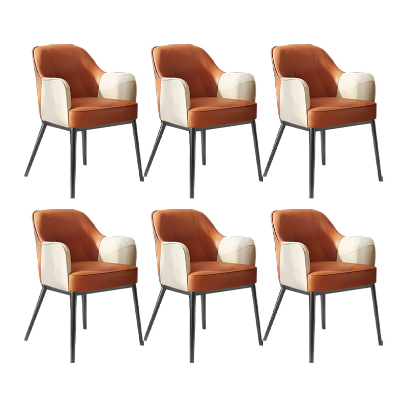 Industrial Style Arm Chair Faux Leather Dining Chair for Bedroom