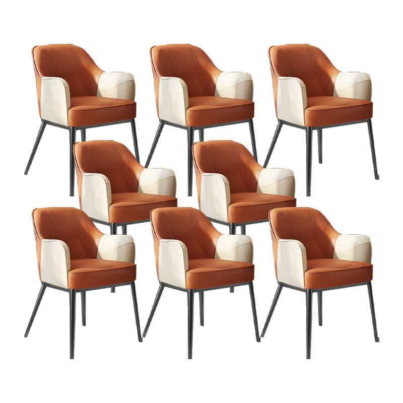 Industrial Style Arm Chair Faux Leather Dining Chair for Bedroom