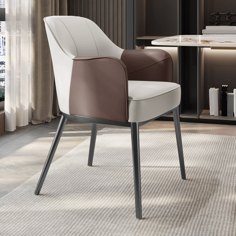 Industrial Style Arm Chair Faux Leather Dining Chair for Bedroom