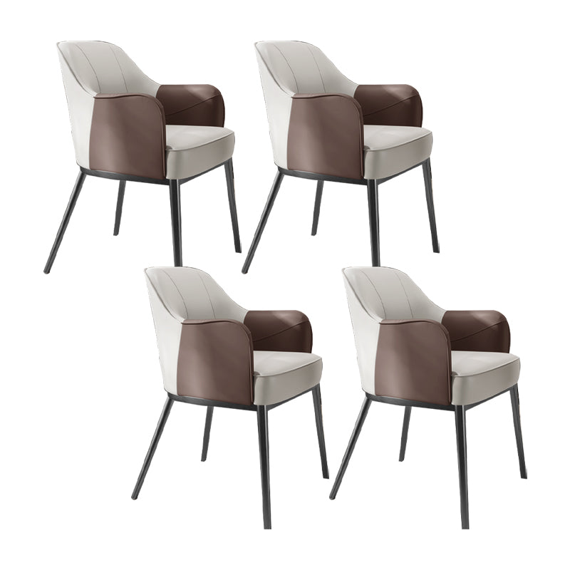 Industrial Style Arm Chair Faux Leather Dining Chair for Bedroom