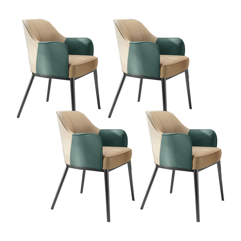 Industrial Style Arm Chair Faux Leather Dining Chair for Bedroom