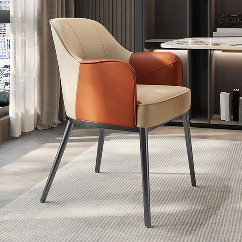 Industrial Style Arm Chair Faux Leather Dining Chair for Bedroom