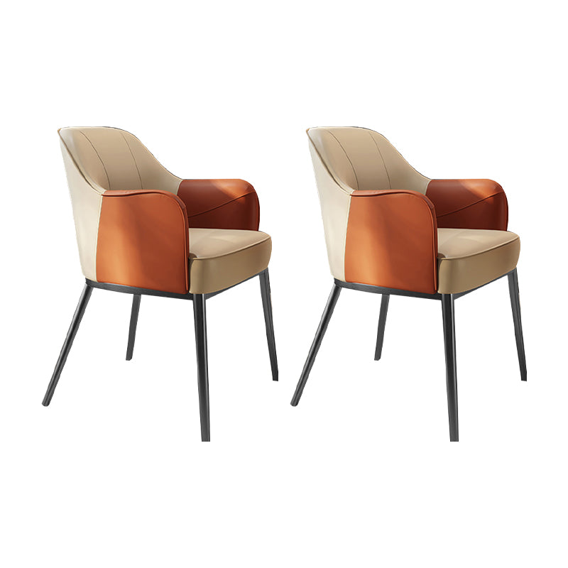 Industrial Style Arm Chair Faux Leather Dining Chair for Bedroom