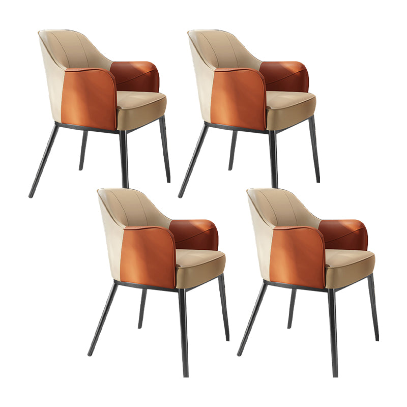 Industrial Style Arm Chair Faux Leather Dining Chair for Bedroom
