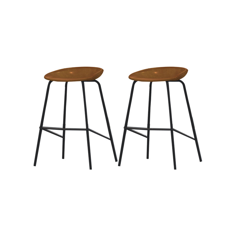 Industrial Black Legs Bar Stools Indoor Faux Leather Counter Chair