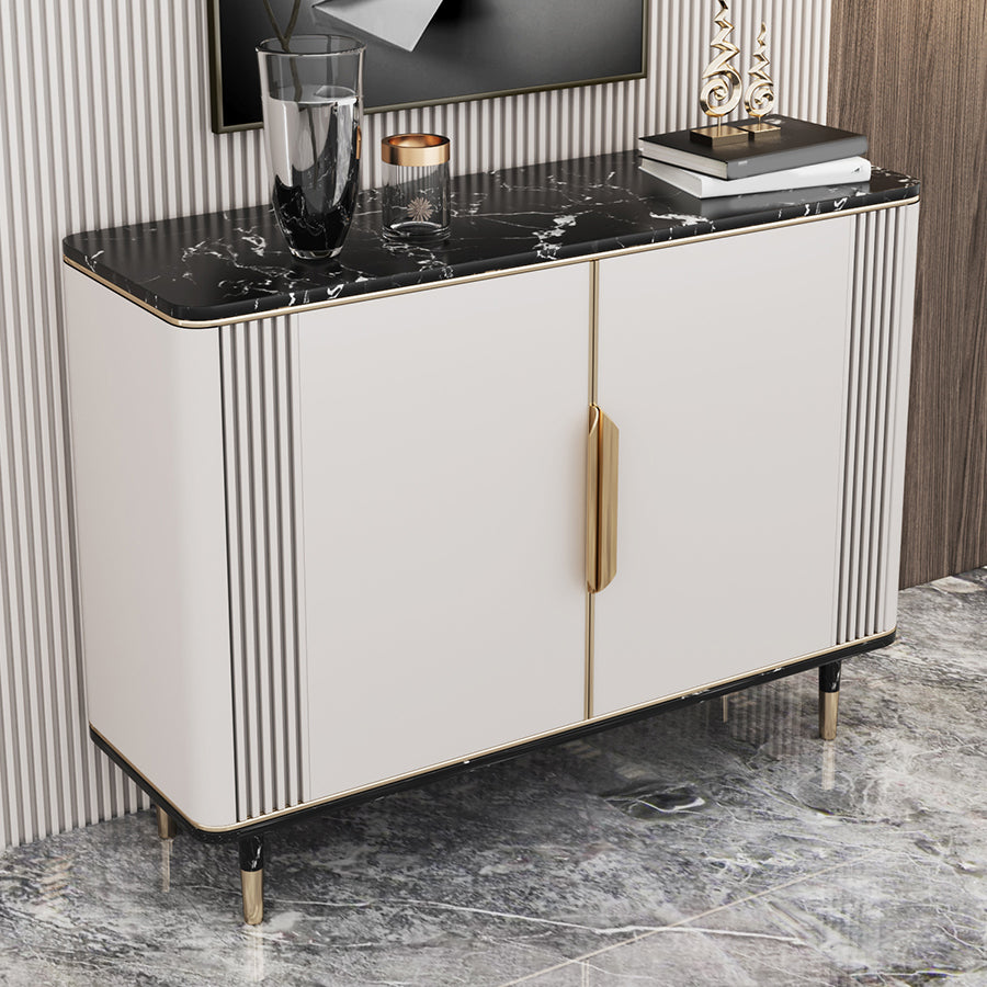 Glam Dining Server Marble Buffet Server with Doors for Living Room