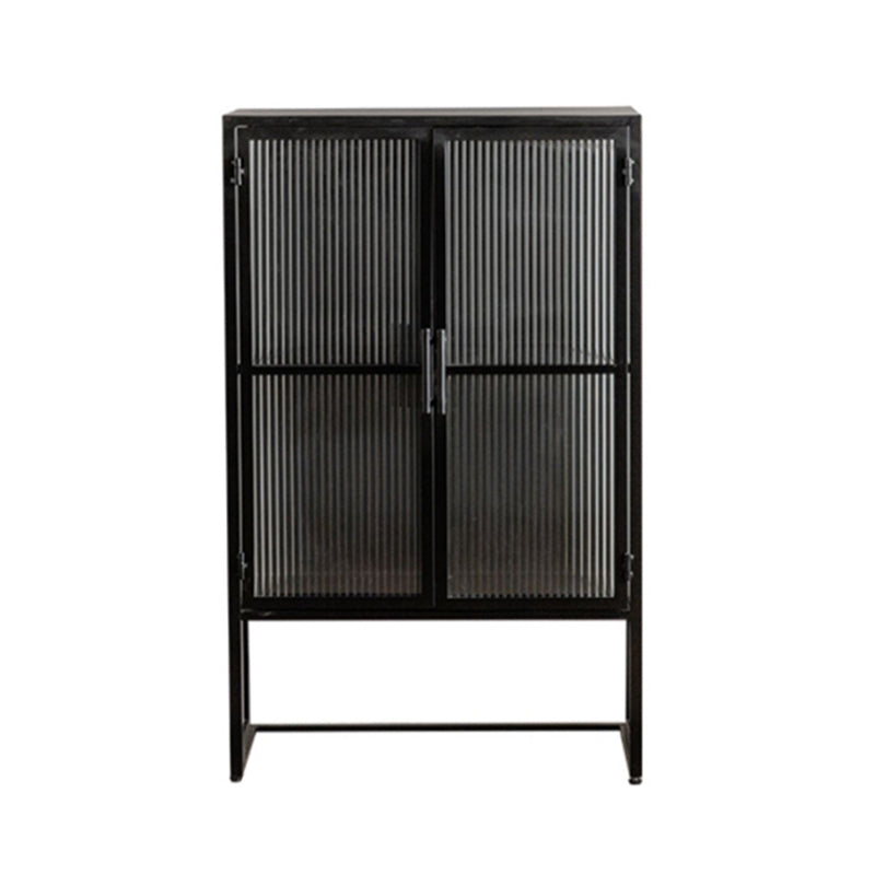 Modern Curio Cabinet Metal Glass Doors Buffet Cabinet for Dining Room