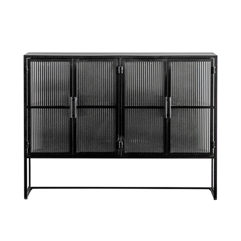 Modern Curio Cabinet Metal Glass Doors Buffet Cabinet for Dining Room