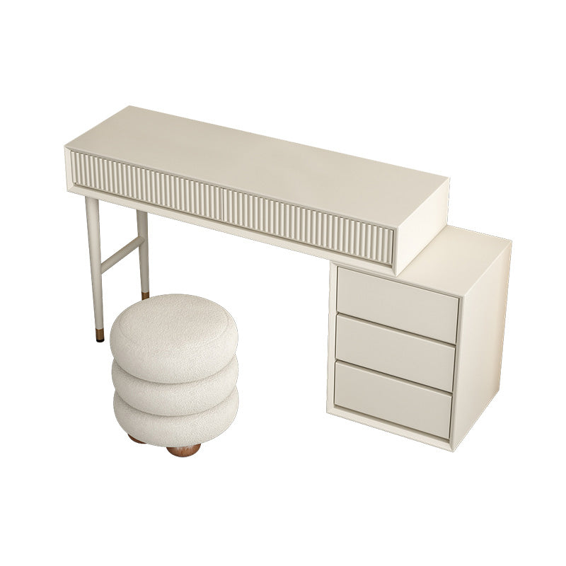 Contemporary White Solid Wood With Drawer Lighted Mirror Make-up Vanity
