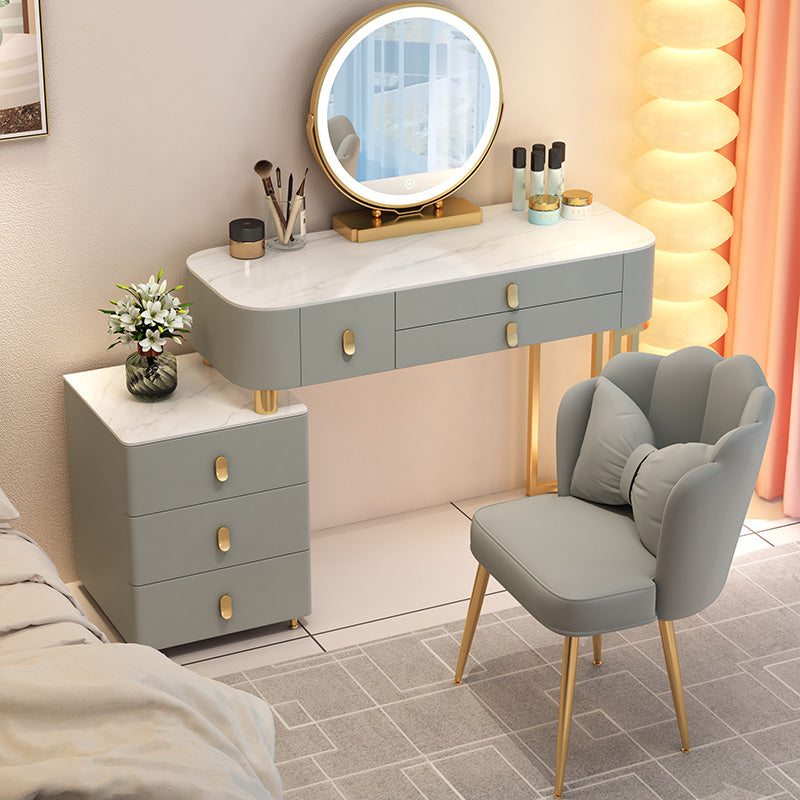 Contemporary With Drawer Solid Wood Bedroom Lighted Mirror Dressing Table