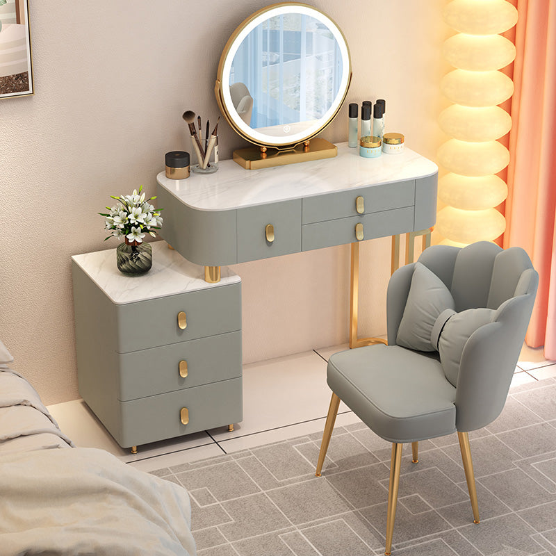 Contemporary With Drawer Solid Wood Bedroom Lighted Mirror Dressing Table