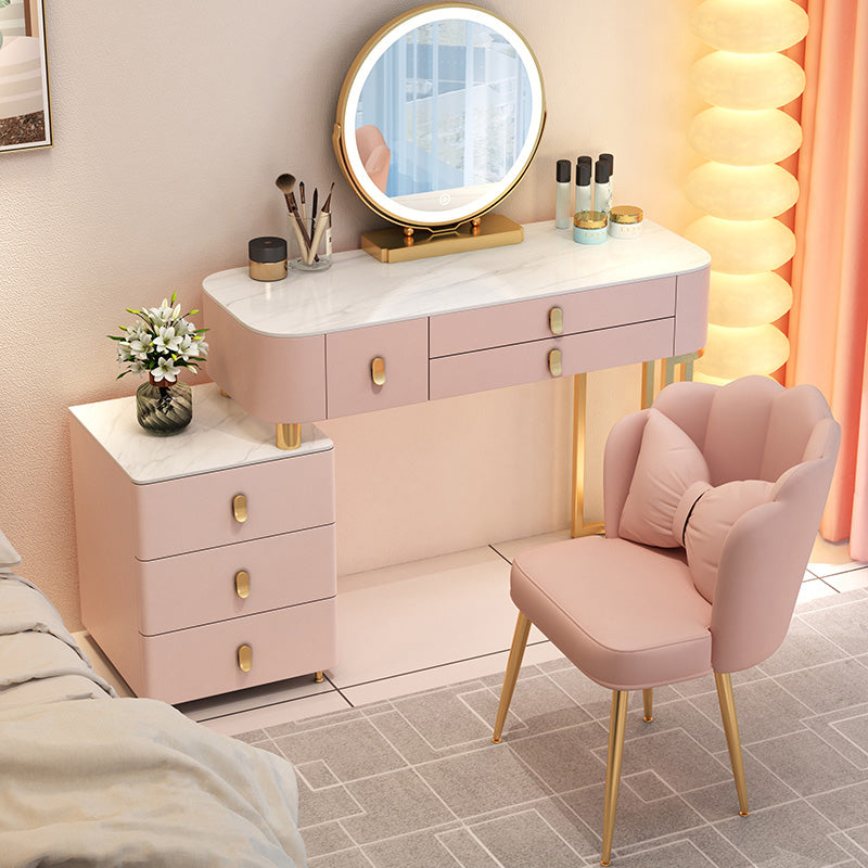 Contemporary With Drawer Solid Wood Bedroom Lighted Mirror Dressing Table