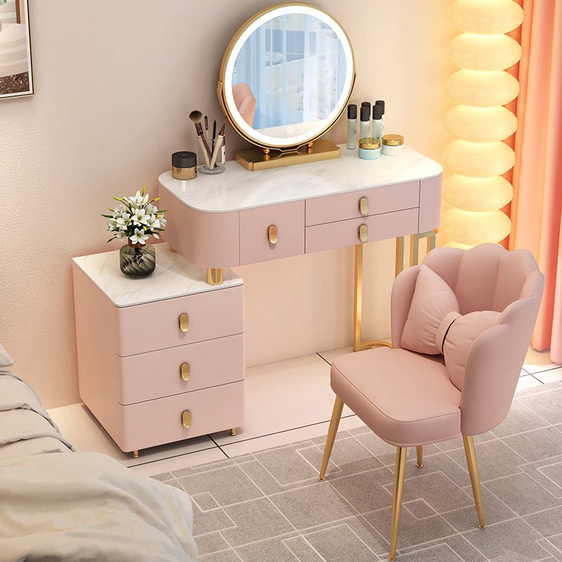 Contemporary With Drawer Solid Wood Bedroom Lighted Mirror Dressing Table