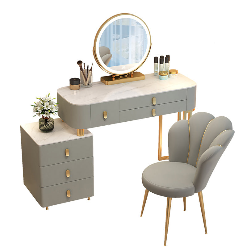 Contemporary With Drawer Solid Wood Bedroom Lighted Mirror Dressing Table