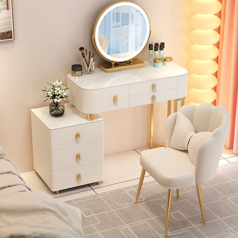 Contemporary With Drawer Solid Wood Bedroom Lighted Mirror Dressing Table