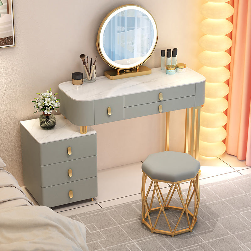 Contemporary With Drawer Solid Wood Bedroom Lighted Mirror Dressing Table