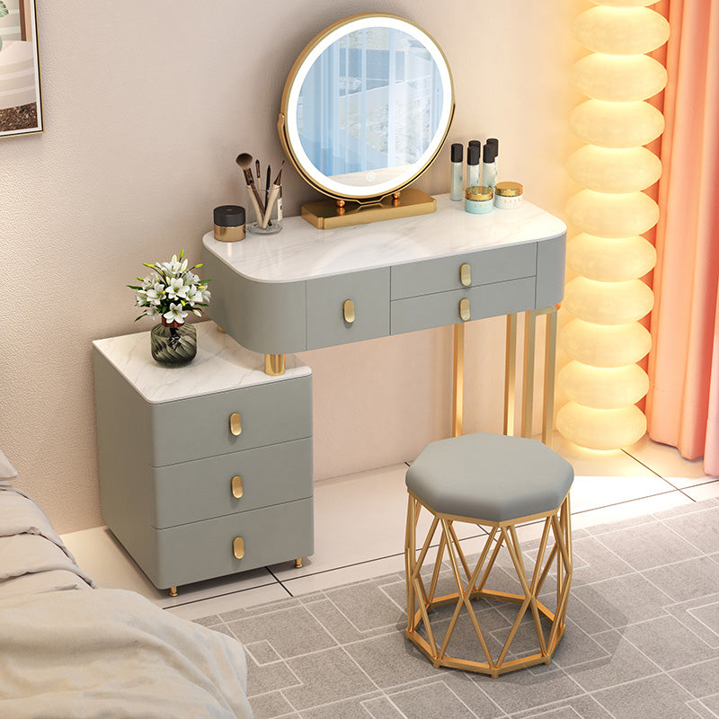 Contemporary With Drawer Solid Wood Bedroom Lighted Mirror Dressing Table