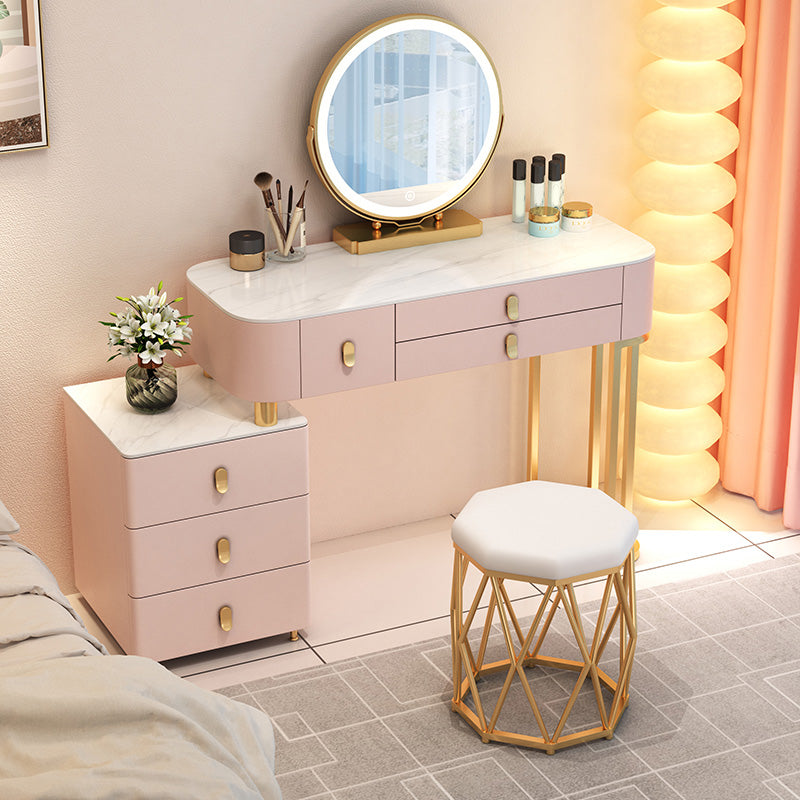 Contemporary With Drawer Solid Wood Bedroom Lighted Mirror Dressing Table