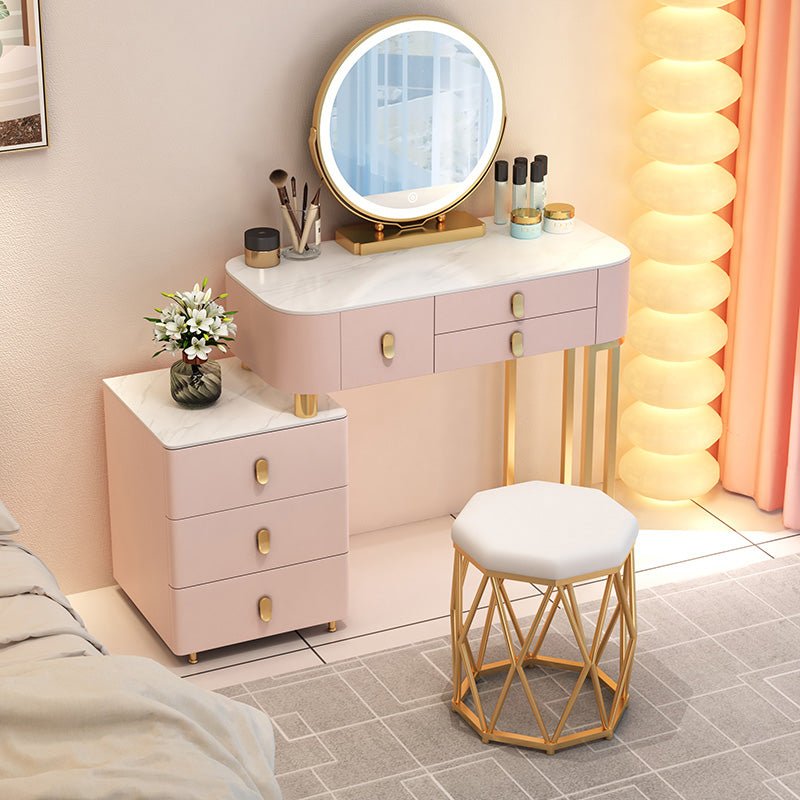 Contemporary With Drawer Solid Wood Bedroom Lighted Mirror Dressing Table