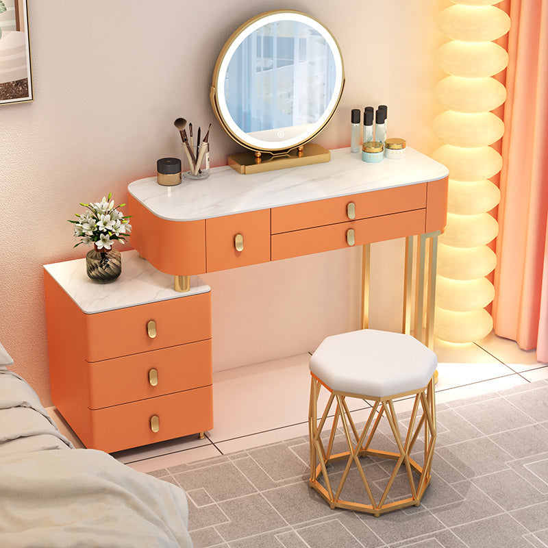 Contemporary With Drawer Solid Wood Bedroom Lighted Mirror Dressing Table