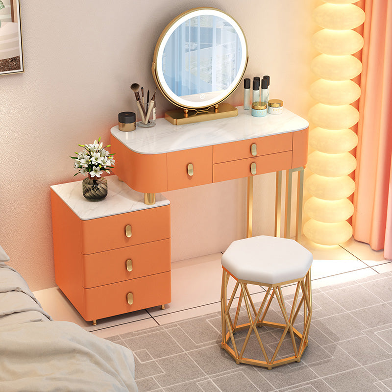 Contemporary With Drawer Solid Wood Bedroom Lighted Mirror Dressing Table