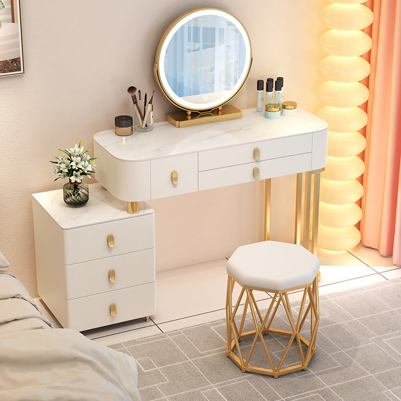 Contemporary With Drawer Solid Wood Bedroom Lighted Mirror Dressing Table