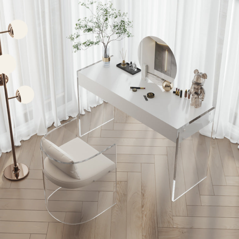 Contemporary Standing Plastic Bedroom Transparent Makeup Vanity Desk Table