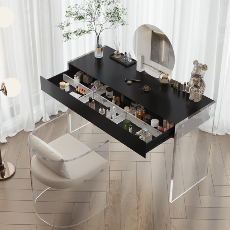 Contemporary Standing Plastic Bedroom Transparent Makeup Vanity Desk Table